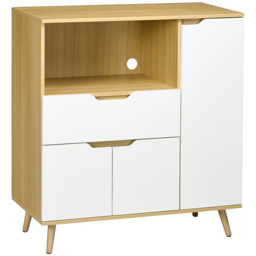 Aparador Dale 3 puertas 1 cajón mueble almacenaje madera blanca brillo