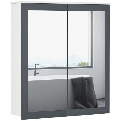 Armario Baño Con Espejo De Melamina Vidrio Kleankin 60x18x50cm-blanco con  Ofertas en Carrefour