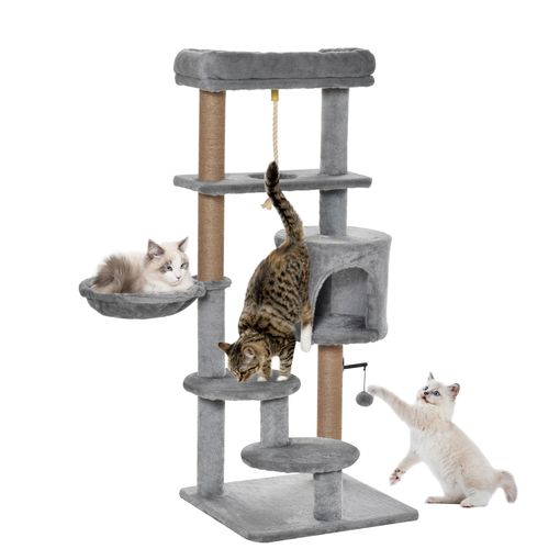 PawHut Árbol Rascador para Gatos de Madera con Múltiples