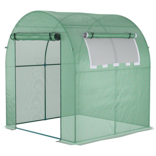 Invernadero de lámina exterior Hunze con cremallera acero y cubierta PE  200xØ240cm - Blanco [en.casa]