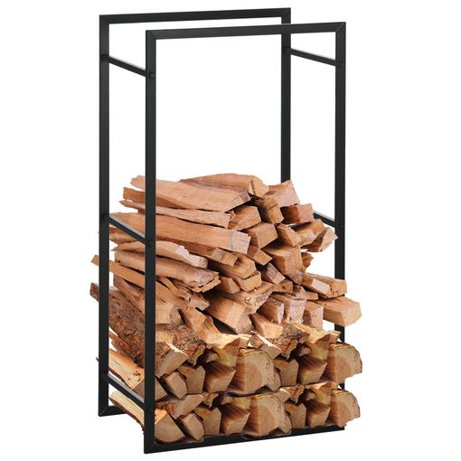 Estante de Leña para Chimenea 44,5x29,5x73 cm Soporte para Leña de 2  Niveles Leñero