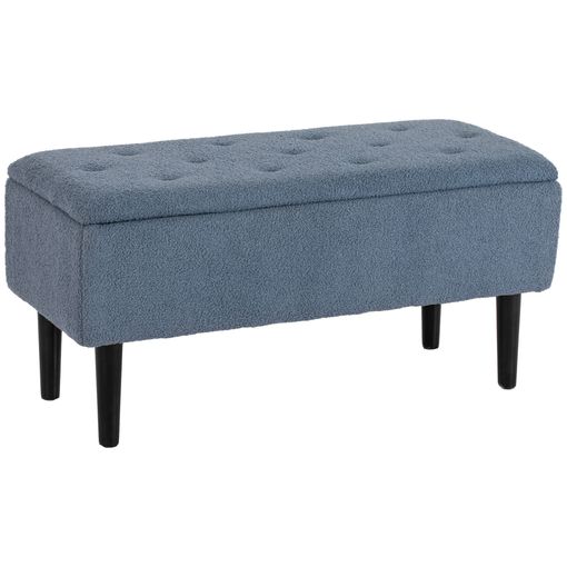 Baúl Almacenaje Poliéster Espuma Madera Goma Homcom 95x38x45 Cm Azul con  Ofertas en Carrefour