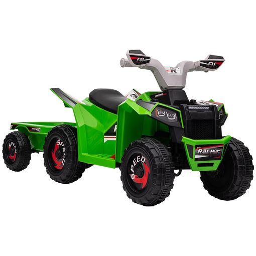 Homcom - Quad eléctrico con faros LED verde, Quads