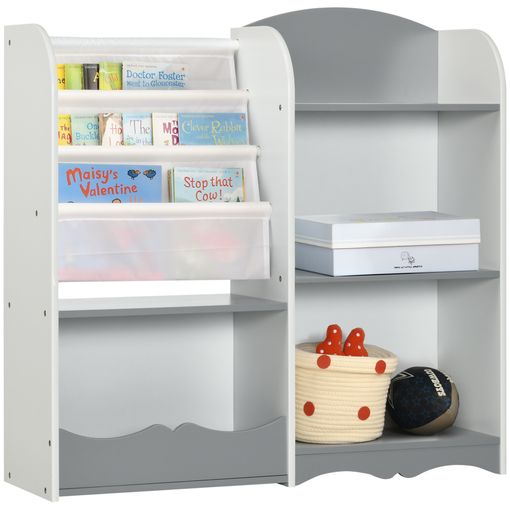 Librería Infantil Para Niños Estantería Infantil Organizador De Juguetes  Multifuncional Con 4 Estantes Y 2 Cajas Con Ruedas Blanco 72 X 33 X 113 Cm  Kmb65-w Sobuy Es con Ofertas en Carrefour