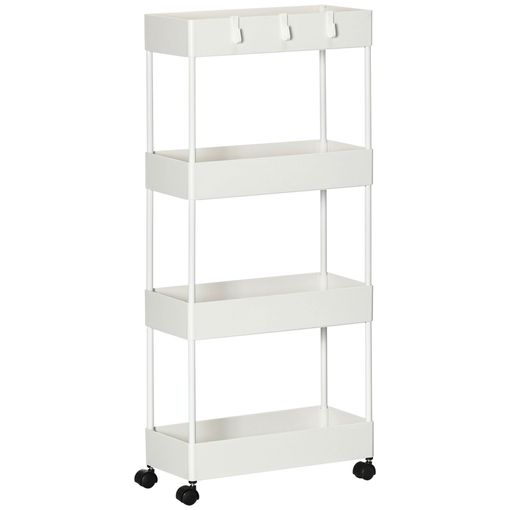 Carrito De Cocina Con Ruedas De Acero Pp Homcom 51,5x32x75,6cm-blanco con  Ofertas en Carrefour