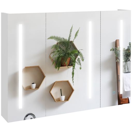 Pack 2 Armarios De Baño Con Espejo 3 Puertas Color Blanco Brillo Aseo  Almacenaje 100x65x21 Cm con Ofertas en Carrefour