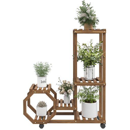 Estantería Para Plantas De Madera 86x30x102 Cm-outsunny. Carbonizado con  Ofertas en Carrefour