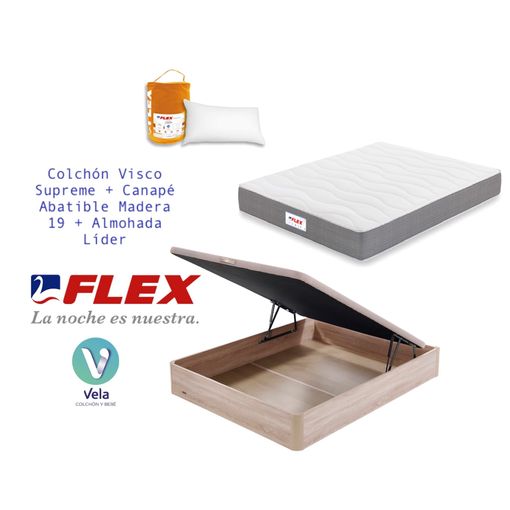 Colchón Flex Visco Supreme 90x200 + Canapé Madera 19 Natural Líder (sin Montaje, Con Entrega A Pie De Calle) con Ofertas en Carrefour | Ofertas Carrefour Online