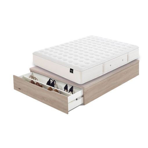 Canapé abatible, gran capacidad y alta durabilidad, natural, 160x200  Storage bed