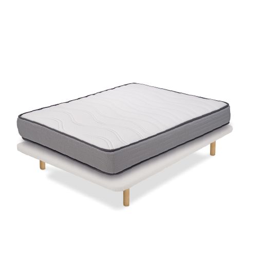 Cama Completa - Colchón Viscobrown Doble Capa Viscosoft, Altura 15 Cm + Base  Tapizada Gris Con Patas De 32 Cm + Almohada De Fibra, 135x190 Cm con  Ofertas en Carrefour