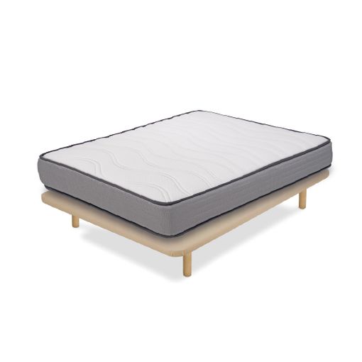 Cama Completa - Colchón Flexitex Con Tejido 3d Y Aloe Vera, Altura 18 Cm +  Base Tapizada Beige Con Patas De 32 Cm + Almohada De Fibra, 135x190 Cm con  Ofertas en Carrefour