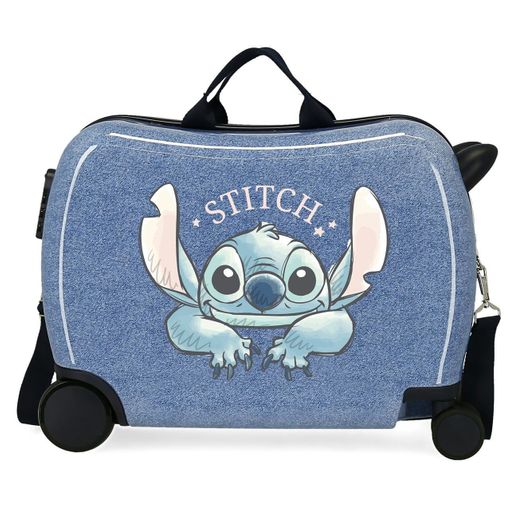 Maleta mediana infantil rígida infantil rígida Stitch Make a face con  capacidad de 34L