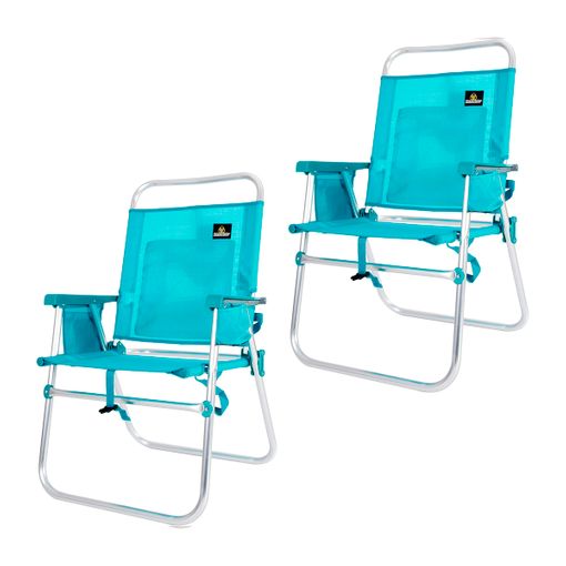 Pack De 2 Sillas Playa Fijas De Asiento Bajo Azul De Aluminio Y Textileno  De 54x40x71 Cm con Ofertas en Carrefour