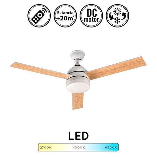 Ventilador De Techo Blanco-madera, Silencioso Y Mando A Distancia, Luz Led  con Ofertas en Carrefour