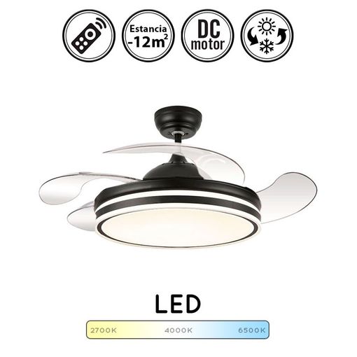 Lampara Ventilador Techo Pequeño Luz Led 48w 5950 Lm Silencioso