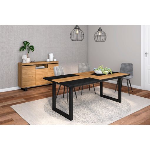 Conjunto Mesa 200 Bicolor patas X Mueble TV160 Aparador