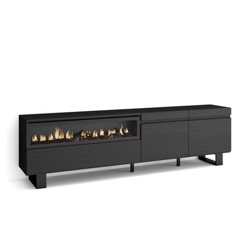 Mueble TV Televisión, Blanco y negro , Chimenea eléctrica