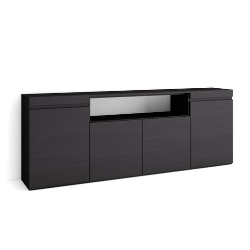 Aparadores Para Salón, Gran Capacidad De Almacenaje, 200x75x35cm, 4  Puertas, Armario, Zapatero, Estilo Moderno, Negro con Ofertas en  Carrefour