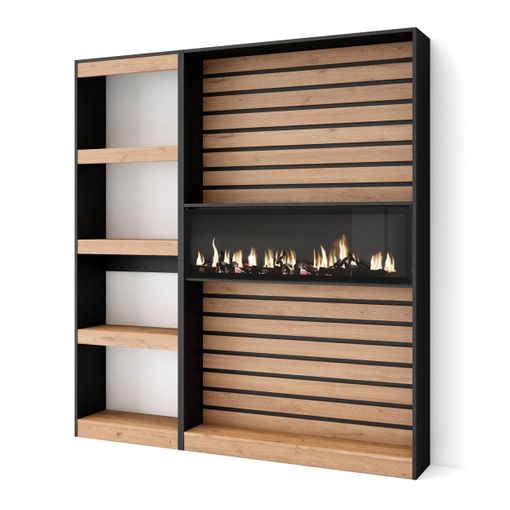 Librería Estantería, Estanteria Libros De Pared, 170x186x25cm, Salón -  Comedor - Oficina, Chimenea Eléctrica, Estilo Moderno, Roble Y Negro con  Ofertas en Carrefour