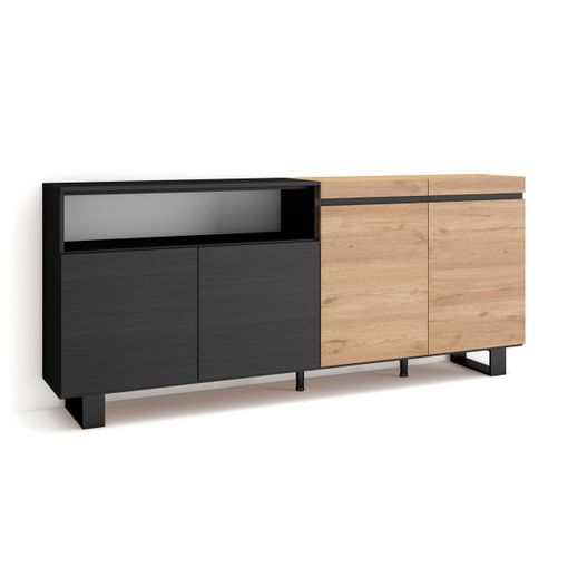 Aparadores Para Salón, Gran Capacidad De Almacenaje, 200x87x35cm, 4  Puertas, Diseño Industrial, Estilo Moderno, Roble Y Negro con Ofertas en  Carrefour