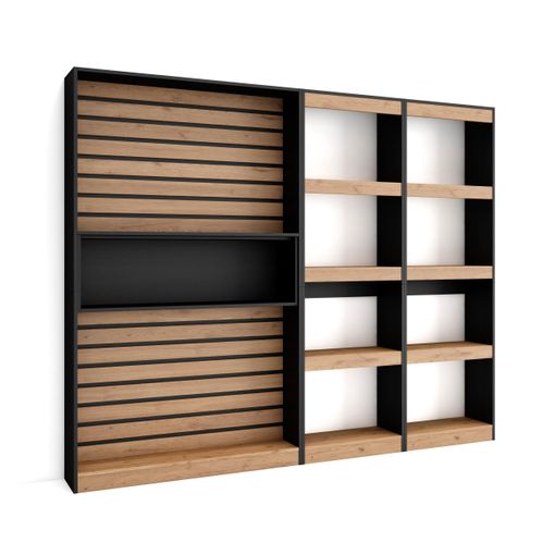 Librería Estantería, Estanteria Libros De Pared, 230x186x25cm, Salón -  Comedor - Oficina, Con Almacenaje, Estilo Moderno, Roble Y Negro con  Ofertas en Carrefour