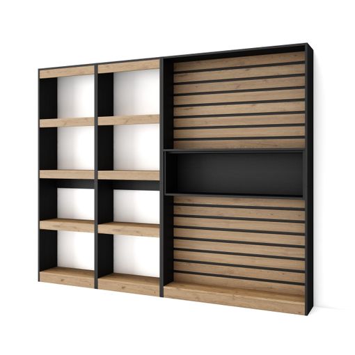 Librería estantería, Estanteria libros de pared, 60x186x25cm, Salón -  Comedor - Oficina, Con Almacenaje