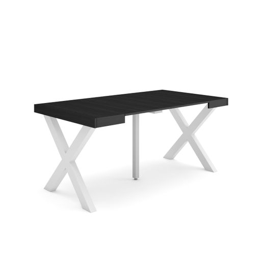 Mesa Consola Extensible, Mesa Comedor Plegable, 160, Para 8 Comensales, Patas Madera Maciza, Estilo Moderno, Roble Y Negro con Ofertas en  Carrefour