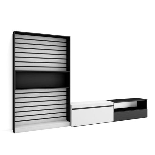 Mueble para salón de estilo moderno en color blanco y negro.