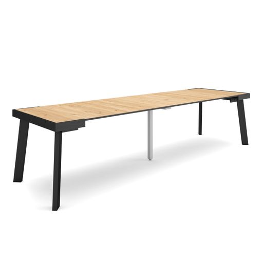 Mesa Consola Extensible, Mesa Comedor Plegable, 180, Para 8 Comensales, Patas Madera Maciza, Estilo Moderno, Roble Y Blanco con Ofertas en  Carrefour