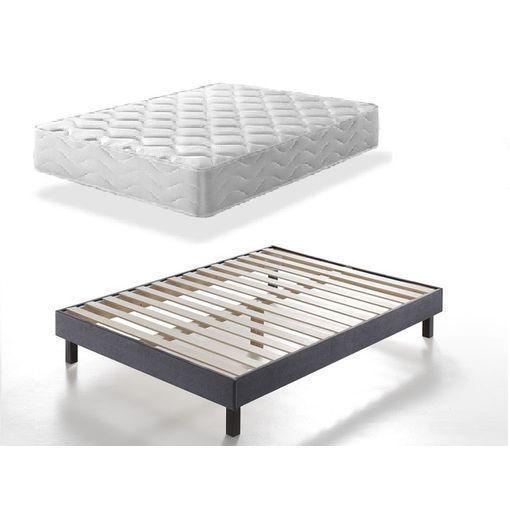 Cama Completa - Colchón Flexitex Con Tejido 3d Y Aloe Vera, Altura 18 Cm +  Somier Lama Ancha Con Patas De 32 Cm + Almohada De Fibra, 90x190 Cm con  Ofertas en Carrefour