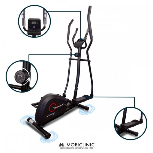 Bicicleta elíptica, 8 resistencias, Pantalla LCD, Manillar ergonómico, Antideslizante, Hasta 100 kg, ATLAS