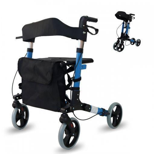 Andador para Ancianos Plegable Rollator Cuatro Ruedas con Freno