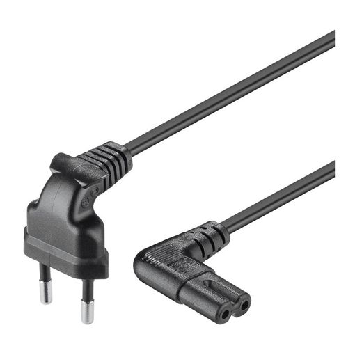 Clavija bipolar 250V 2 A con cable de 2 mtrs de 2x0,75 mm en negro