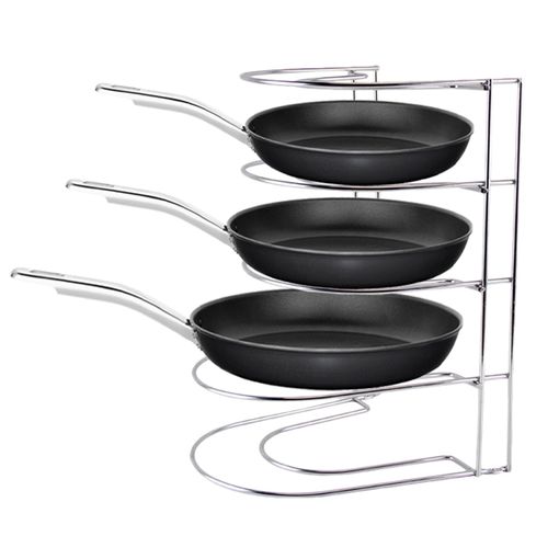 Organizador de sartenes mDesign de hasta 28 cm – Metal cromado – Shopavia