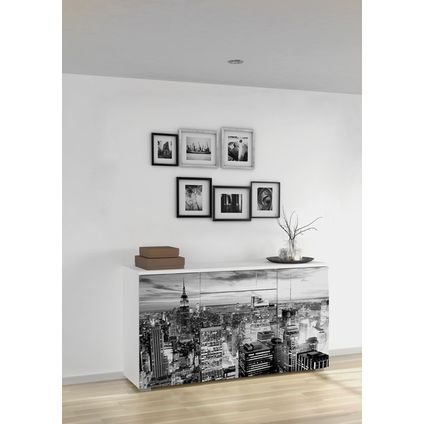 Aparador Bufe De Salon Comedor Color Blanco Moderno Diseño Nueva York  86x160cm con Ofertas en Carrefour