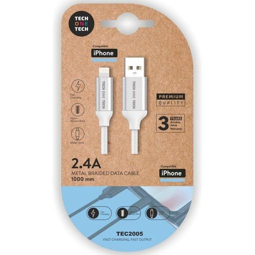 Cable 1m Lightning a USB 2.0 Blanco - Cables Lightning