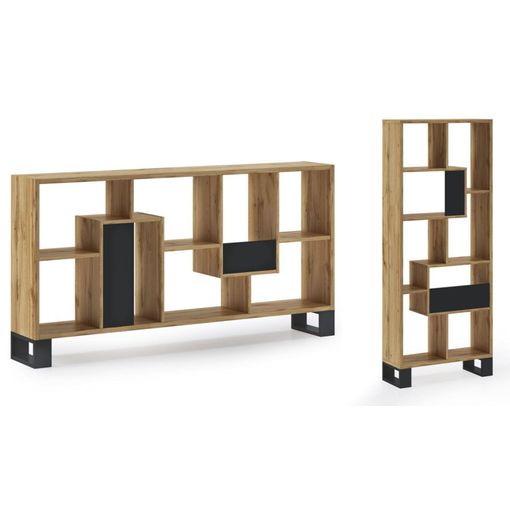 Librería Estantería De Diseño Salón Comedor, Modelo Loft, Color Estructura  Roble Oscuro, 68,5 X 168 X 25 Cm con Ofertas en Carrefour