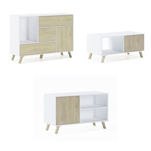 Conjunto De Muebles, Set De Muebles De Salón, Naturale, Comedor, Mueble  Auxiliar, Buffet-mueble Tv 160cm Roble Negro Nordico con Ofertas en  Carrefour