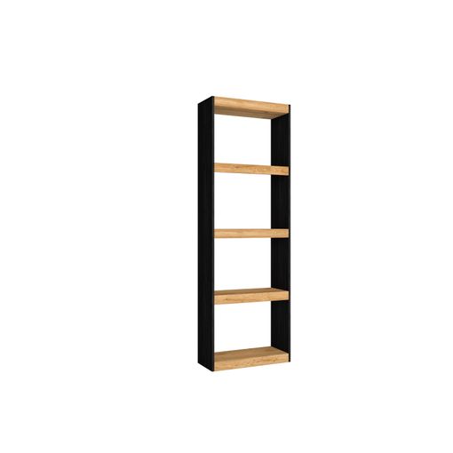 Librería estantería, 170x186x25cm, Roble y negro