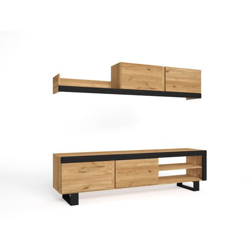 Mueble de TV con patasNaturale, Roble/Negro