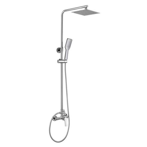 Columna De Ducha Monomando Extralarga Modelo Sio Tubo Redondo Extensible  Regulable En Altura De 100 A 150 Cm. Incluye Ducha De Mano Y Rociador Con  Diseño Cuadrado. Recambios Garantizados Kibath con Ofertas