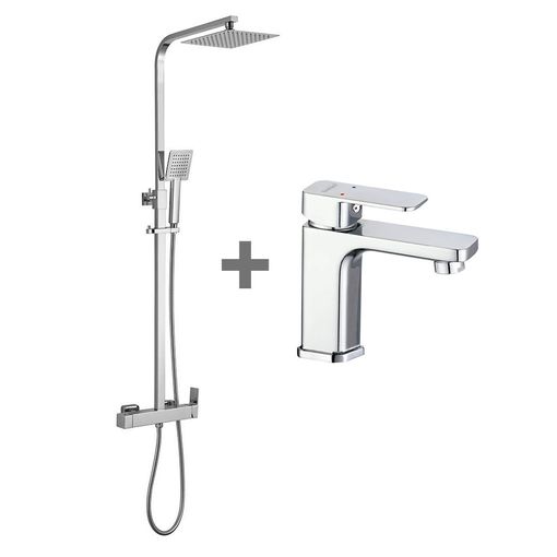 Columna De Ducha Monomando Extralarga Modelo Sio Tubo Redondo Extensible  Regulable En Altura De 100 A 150 Cm. Incluye Ducha De Mano Y Rociador Con  Diseño Cuadrado. Recambios Garantizados Kibath con Ofertas