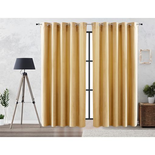 Cortina Efecto Aterciopelado Oscurante Lisa Anillas Vipalia 140x260 Cm  Beige con Ofertas en Carrefour