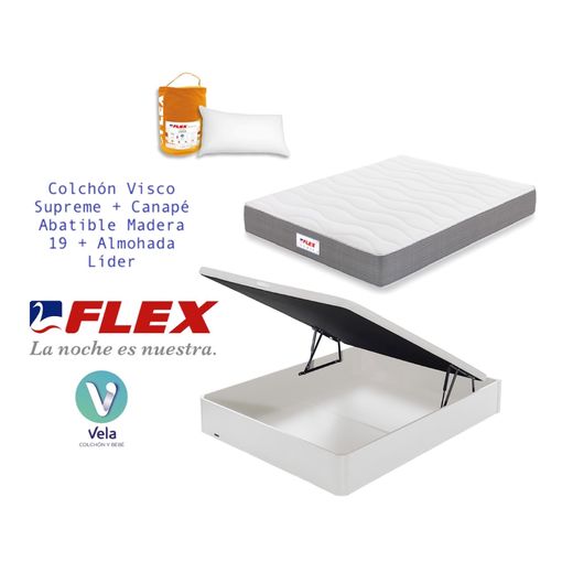 Colchon Flex Visco Supreme 90x190 + Canape Abatible Madera Blanco + Almohada Hipoalergénica con Ofertas en Carrefour | Ofertas Carrefour Online