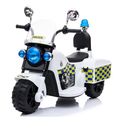 Moto De Policía Mini Blanco - Moto Eléctrica Infantil De Batería Para Niños