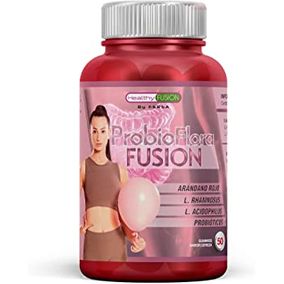 Healthy Fusion Probioflora Fusion | Probióticos Vaginales Microencapsulados | Combate Y Previene Las Infecciones Vaginales Y Urinarias | Con Extracto Puro De Arándano Rojo | Sabor Cereza | 50 Uds
