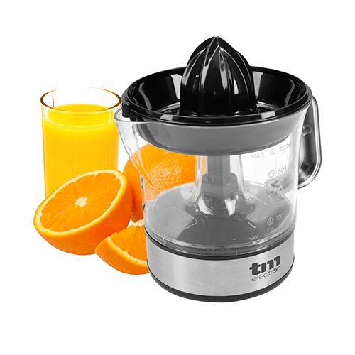 Tm Electron Tmpex005 Exprimidor Eléctrico Para Cítricos Con Jarra De 700ml, 2 Conos De Prensa, Regulador De Pulpa Ajustable, Rotación A Izquierda A Derecha, Apto Para Lavavajillas, 40w