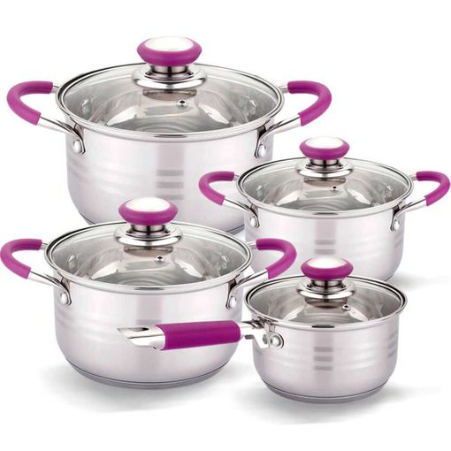 Batería Cocina Set 8 Piezas Vitro Inducción Acero Rojo Gridinlux con  Ofertas en Carrefour