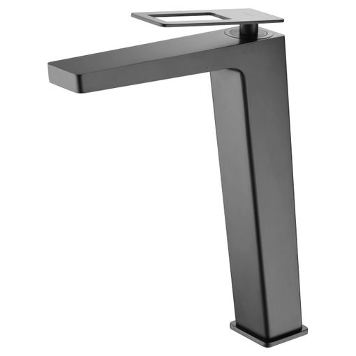 Grifo monomando para lavabo de caño alto con un diseño moderno de acabado  negro mate Ural Imex