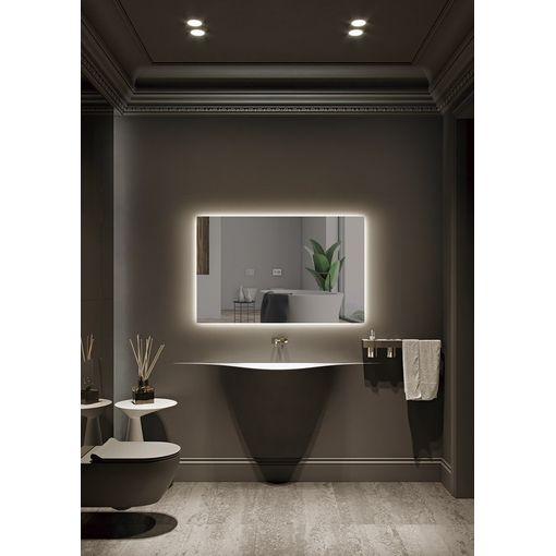 Espejos retroiluminado Rectangular con luz- Espejo de Baño con Iluminación  LED - Luz Espejo de para Baño Dormitorio Maquillaje 70x80CM